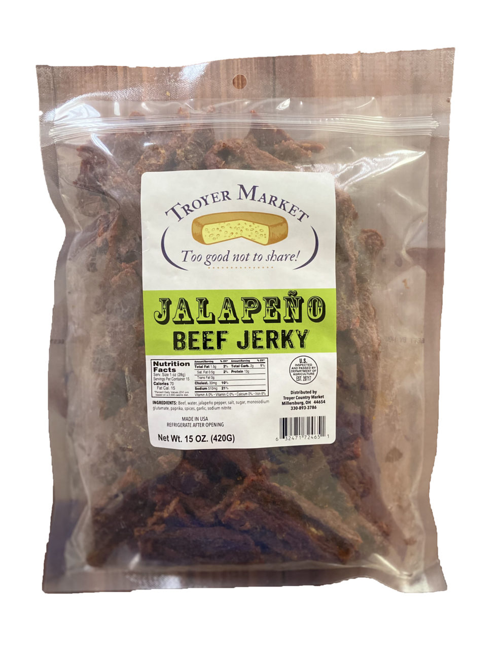 Jalapeno Beef Jerky (15oz) Troyer Market