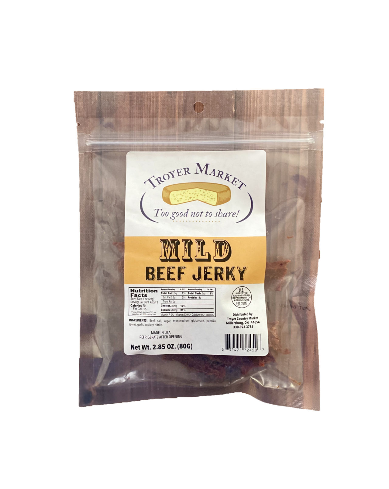 Mild Beef Jerky (2.85oz) Troyer Market