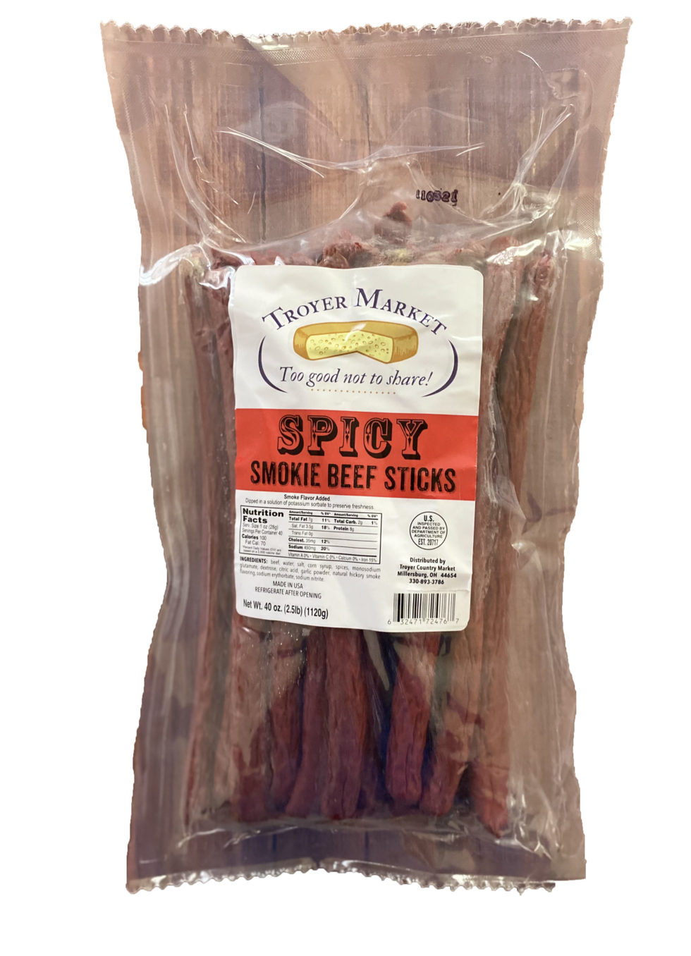 Spicy Beef Sticks 2.5 LB - Troyer Market Spicy Beef Sticks 2.5 LB - Troyer Market