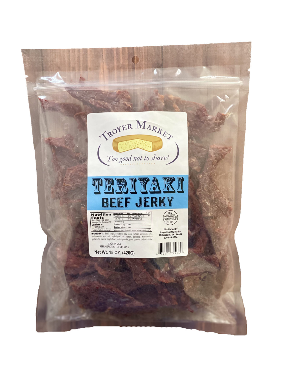 Teriyaki Beef Jerky (15oz) Troyer Market